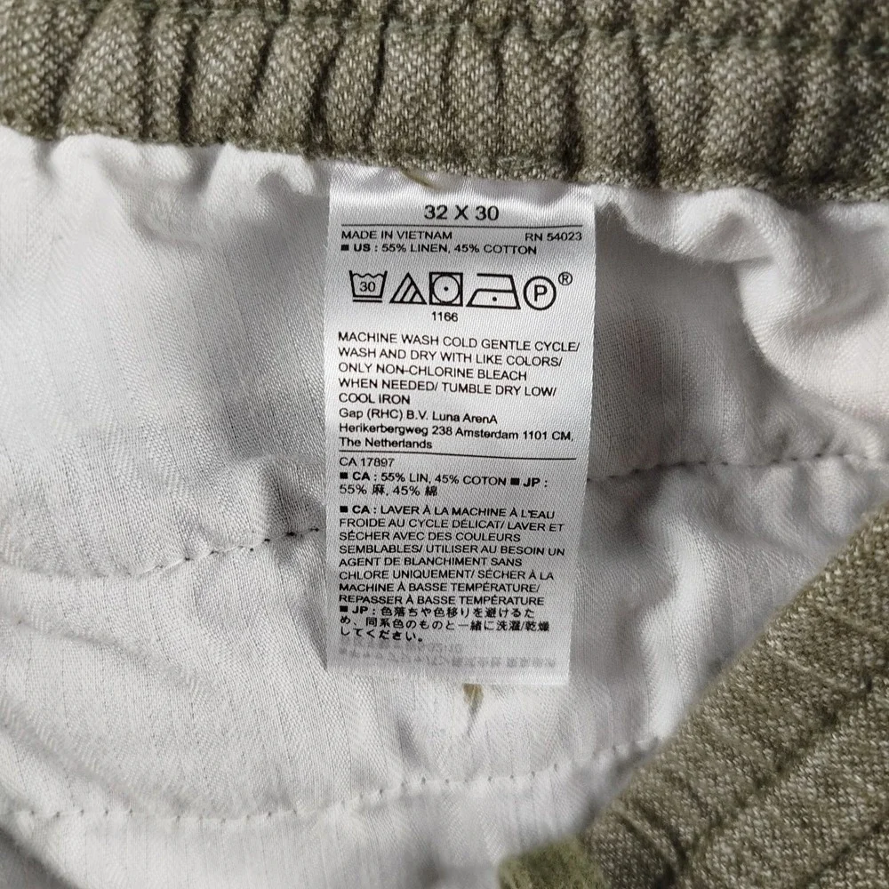Banana Republic Mens Mason Athletic‎ Tapered Fit Linen Green Pants Size 32x24